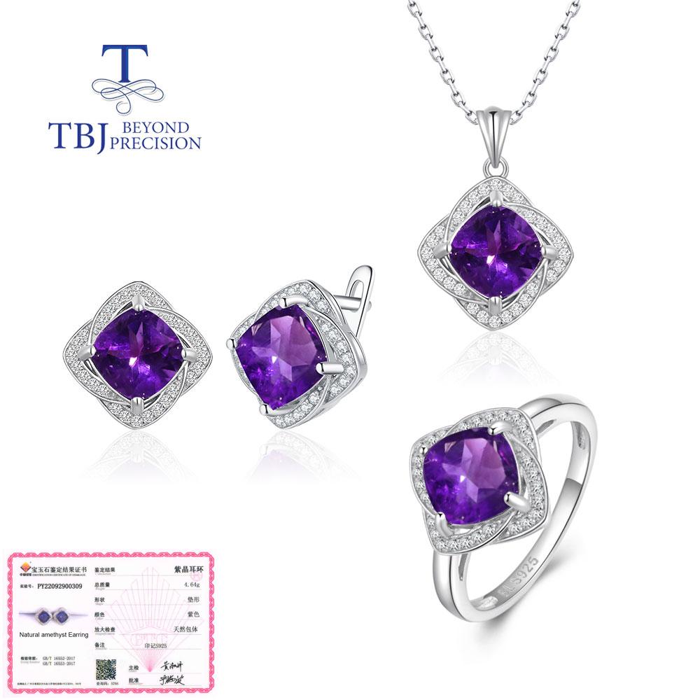 100% натуральный африканский аметист, подушка, небесно-голубой топаз, ювелирный комплект, кольцо, серьги, подвеска из стерлингового серебра 925 пробы для женщин
