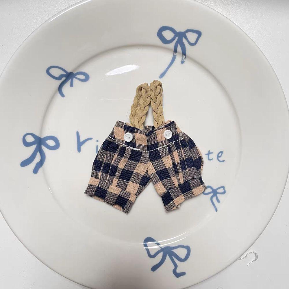 Одежда для мультяшной куклы ручной работы Клетчатый комбинезон Плюшевая одежда для куклы Памперсы Детский подарок