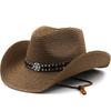 Straw Woven Western Cowboy Hat Seaside Sun Shading and Sun Protection Hat Retro Casual Straw Hat