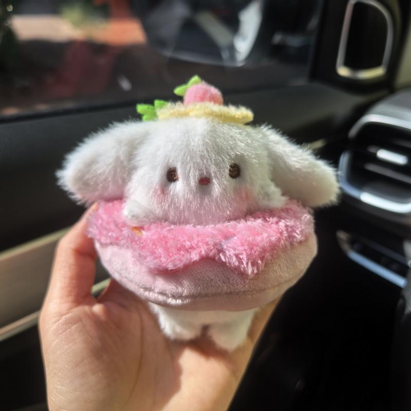 1Pcs Cute Sweetheart Circle Animal Plush Pendant Rabbit Dolphin Cat Doll Keychain For Girls Gifts Creative School Bag Decoration