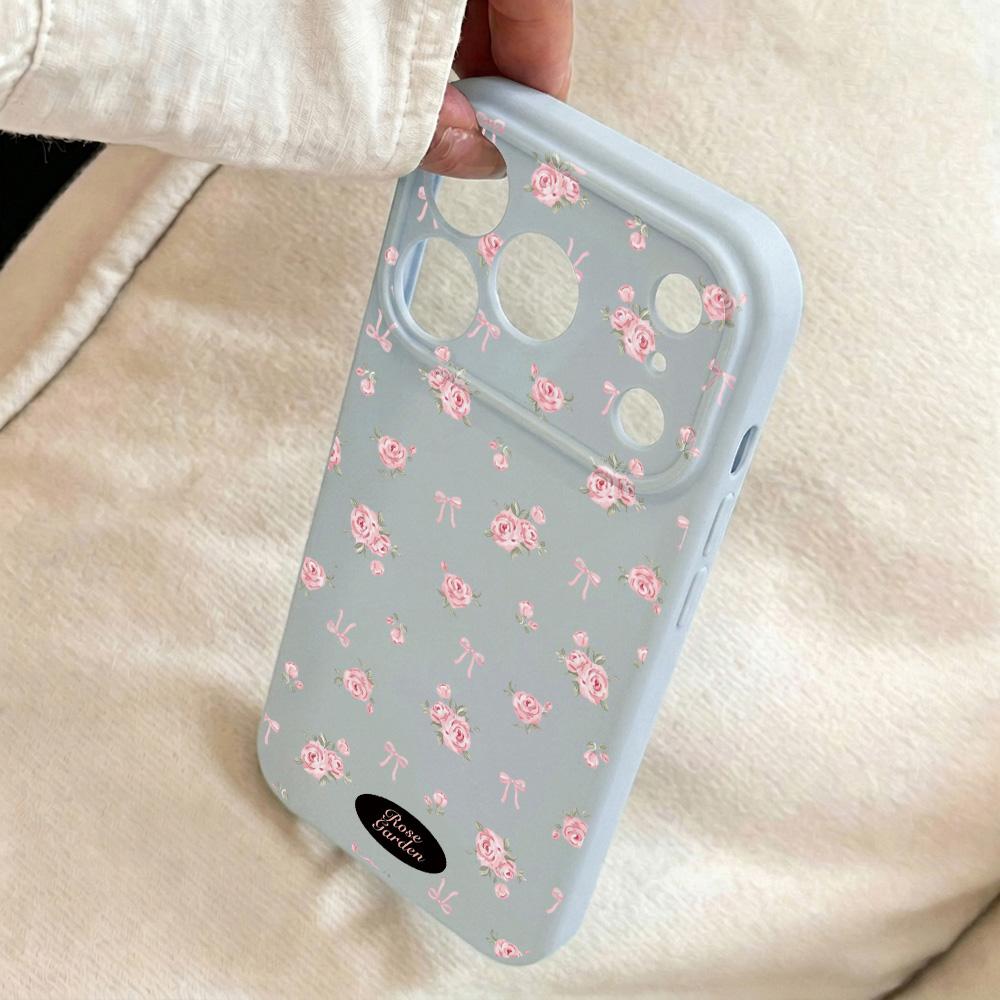 Цветочный корейский силиконовый чехол для телефона для iPhone 17 Pro 16 11 13 12 15 14 Pro Max Крем-розовый с маленькими цветами Защита камеры