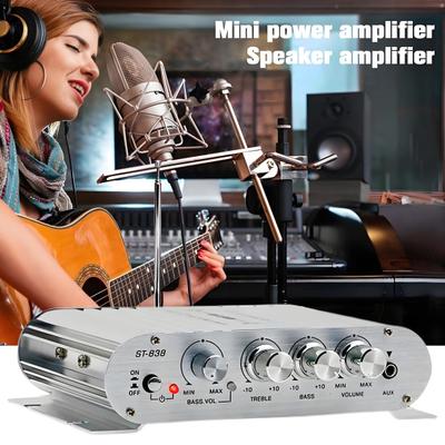 ST-838 2.1-канальный усилитель Алюминиевый сплав Hi-Fi усилитель мощности Регулировка басов и высоких частот Стерео аудиоусилитель для автомобиля, домашнего использования