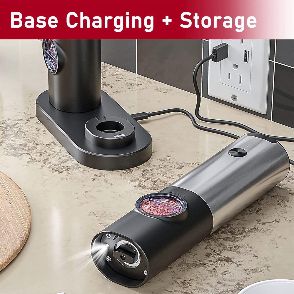 USB перезаряжаемая электрическая мельница для соли и перца с регулируемой степенью помола, мельница для свежемолотого перца, кухонный инструмент