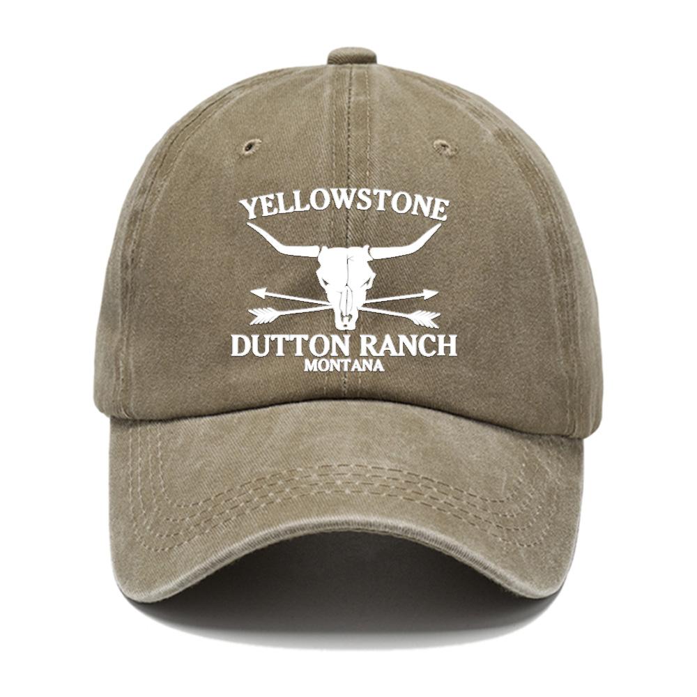 Retro Western Cowboy Hat - YELLOWSTONE DUTTON Ranch hard school embroidered cow-head printed baseball cap for both men and women