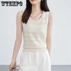 Ажурный О-образный вырез большого размера однотонный повседневный жилет-камисоль женские весна-лето трикотажные майки без рукавов