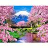 Full Round Diamond Painting 5D Landscape Cherry Blossoms Diamond Art Embroidery Mountain Home Decoration 30x40cm/12x16inch