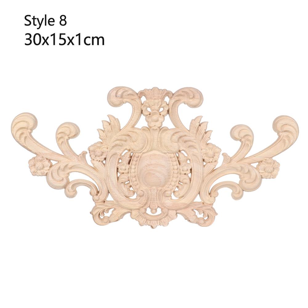 Furniture Parts Wooden Figurines Crafts Wood Carved Woodcarving Decorative Corner Appliques Frame
