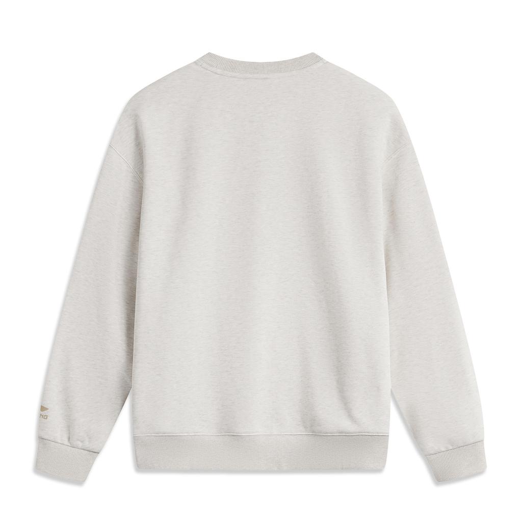 Li Ning Sports Fashion Series Far Infrared Warmth Anti-Static Anti-Bacterial Crew Neck Loose Fleece Pullover Casual Long Sleeve Sweatshirt AWDUF90-1