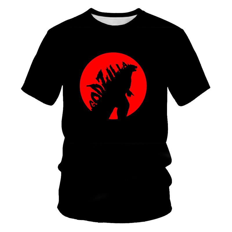 Summer Round Neck 3D Godzilla Pattern Printed Top Fashionable Casual Short Sleeved Children's Boy T-shirts