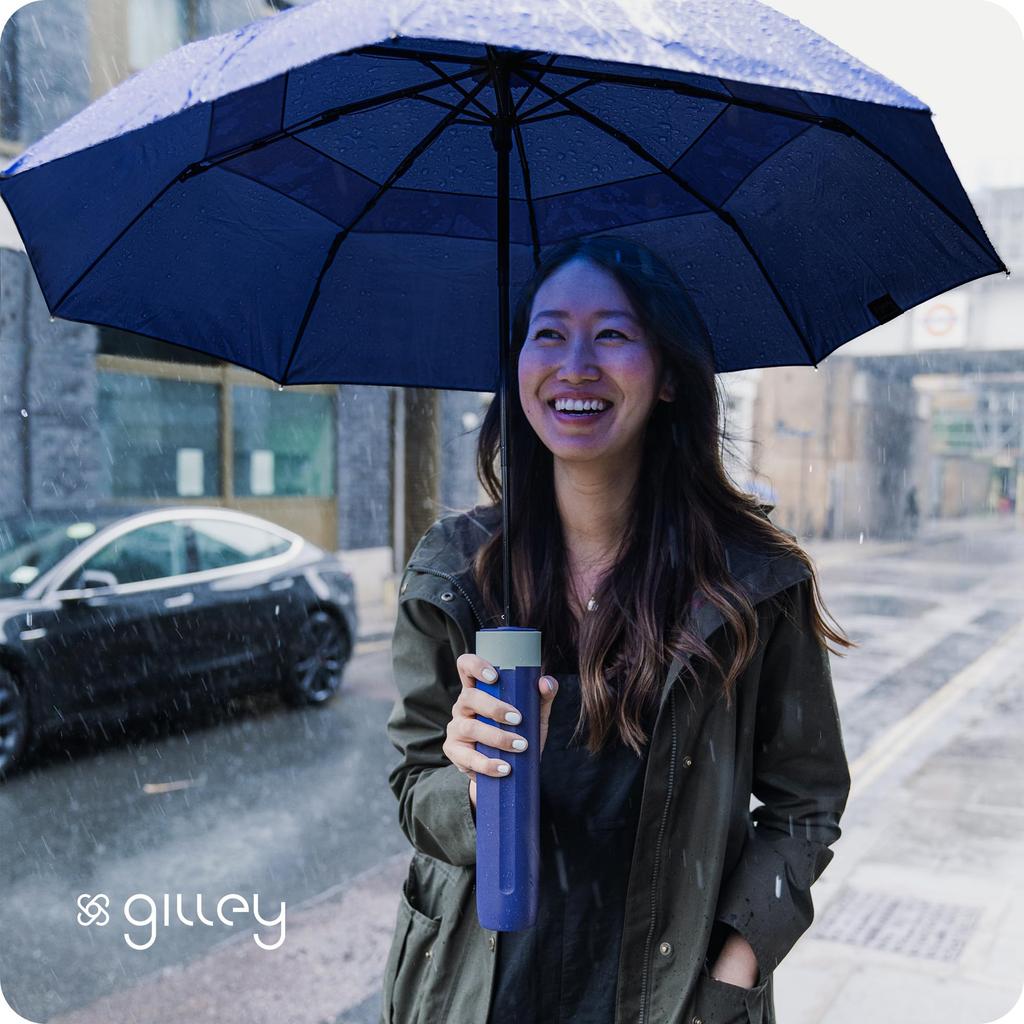 Gilley Folding Waterproof and Stays Dry Umbrella, UK, Case, Windproof, (Blue/Cyan)