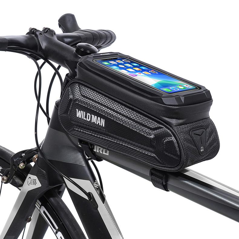 WILD MAN Rainproof Bike Bag Hard Shell Bicycle Phone Holder Case Touch Screen Cycling Bag 6.7 Inch Phone Case Mtb Accessories