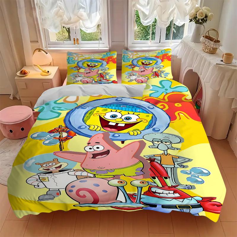 3Pcs Spongebob Friends Adventure Bedding Sets For All Sizes New 3D Printed Bed Cover Comforter Duvet Cover Pillowcase Bedroom Decoration