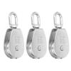 3Pcs Single Pulley Block Set 400kg Bearing Stainless Steel Pulley Roller for Lifting Boat Deck Towing