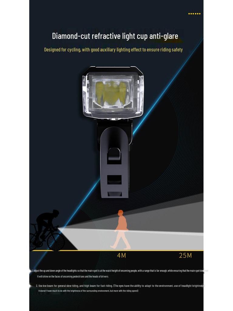 High Brightness Bicycle Light with TYPE-C Charging & Digital Display for Night Riding