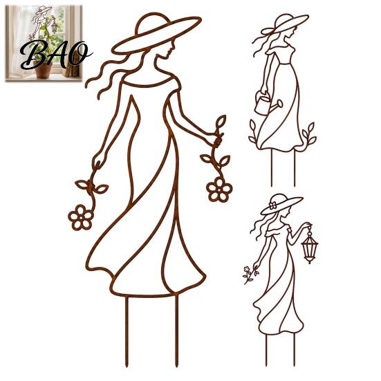 Iron Garden Art 11.8 Inch Plant Trellis for Climbing Plants, Elegant Lady Metal Yard Decor Trellis, Decorative Flower Support Outdoor Landscaping