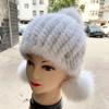 Kids Warm Winter Hats Natural Mink Fur Knitted Beanies 3 Balls Stylish Outdoor Snow Earflap Hats