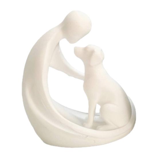 Dog And Owner Statue Ornament, Compact 3D Printed Sculpture, Nordic Minimalist Desktop Decoration for Pet Lover Home Crafts