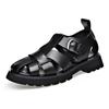 Big Size Cow Leather Roman Sandals for Men 2025 Summer Designer Hallow Out Platform Shoes Male Casual Black Sandals Man