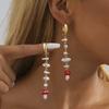 Gold Stylish Plated Geometric Faux Pearl Mushroom Earrings For Women 2023 Fall
