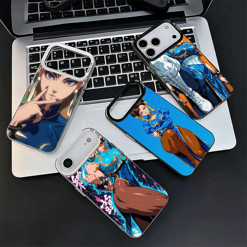 Мягкий чехол ChunLi S-Street F-FighterS для iPhone 15 16 17 Pro Max 17Air 16E 14 Plus 13 12 Mini Ударопрочный чехол Задняя панель