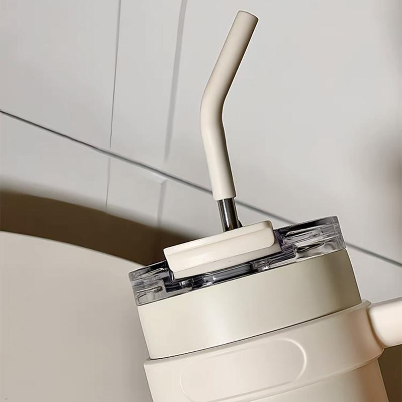 Большая емкость для автомобильной изолированной чашки с ручкой, соломенная чашка из нержавеющей стали для офиса, улицы, путешествий, кофе