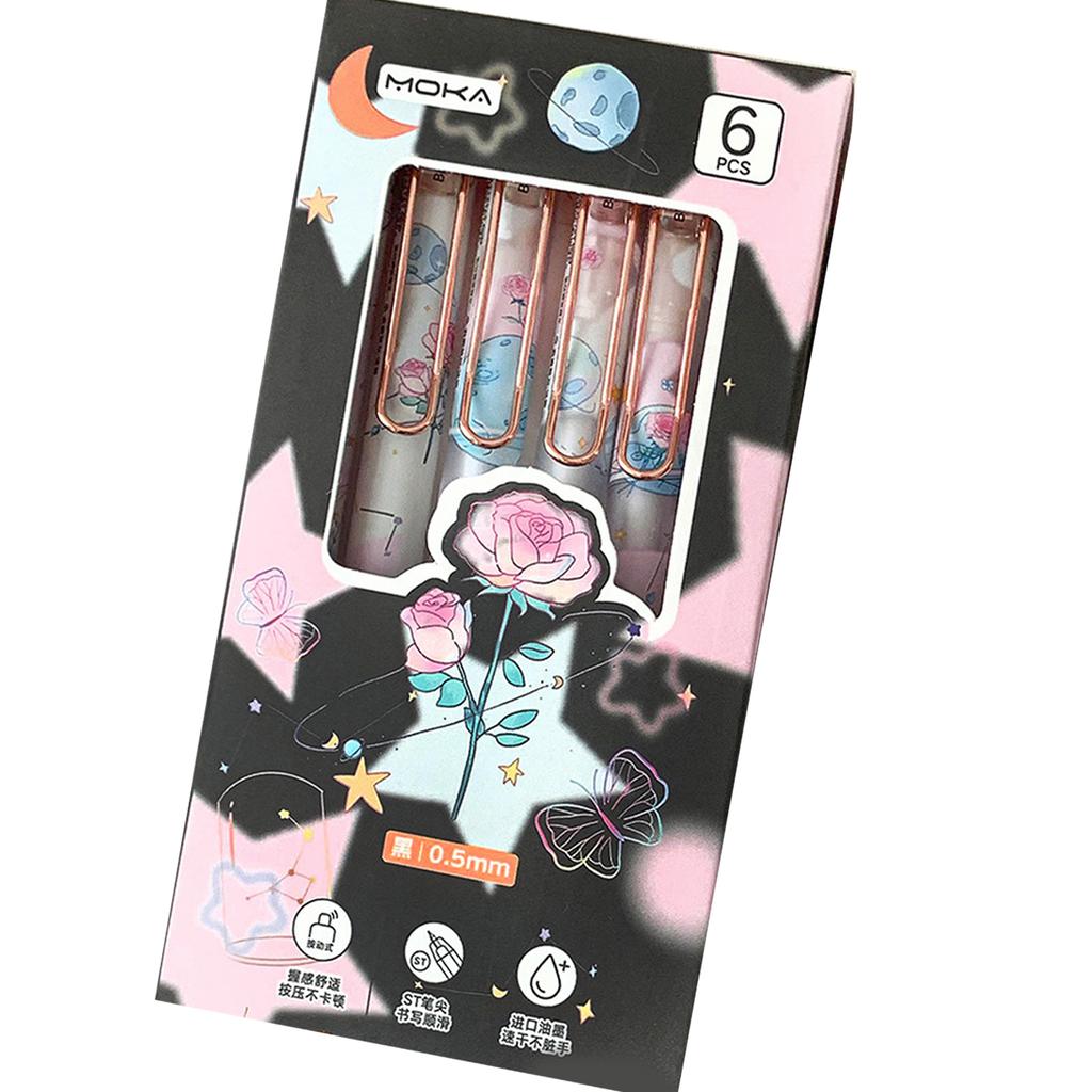 6 шт. выдвижная гелевая ручка с наконечником 0,5 мм, гелевая ручка-бабочка, быстросохнущая ручка для ведения дневника, плавный опыт письма