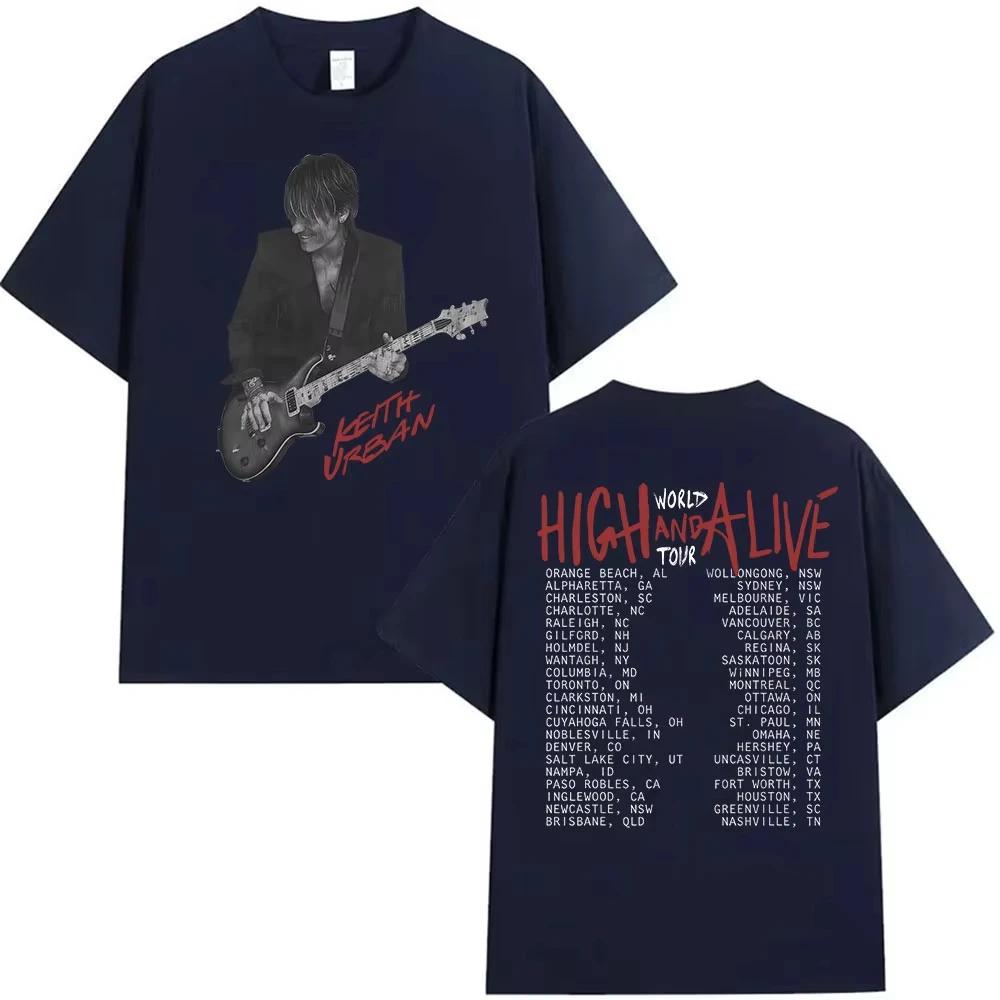 90s Retro Keith Urban High and Alive World Tour 2025 T Shirt Unisexs Gothic Hip Hop Street Short Sleeve Cotton TShirt Streetwears