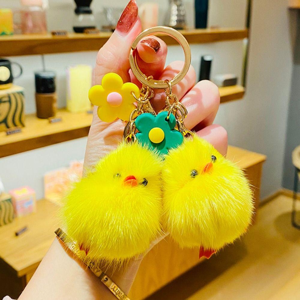 Креативный плюшевый брелок для ключей в виде цыпленка, кавайные украшения для сумки, прочный мультяшный плюшевый брелок, День рождения