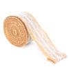 Burlap Ribbon with White Lace Natural Jute Roll for DIY Decoration Gift Packaging 5 Yards5cm Middle Lace