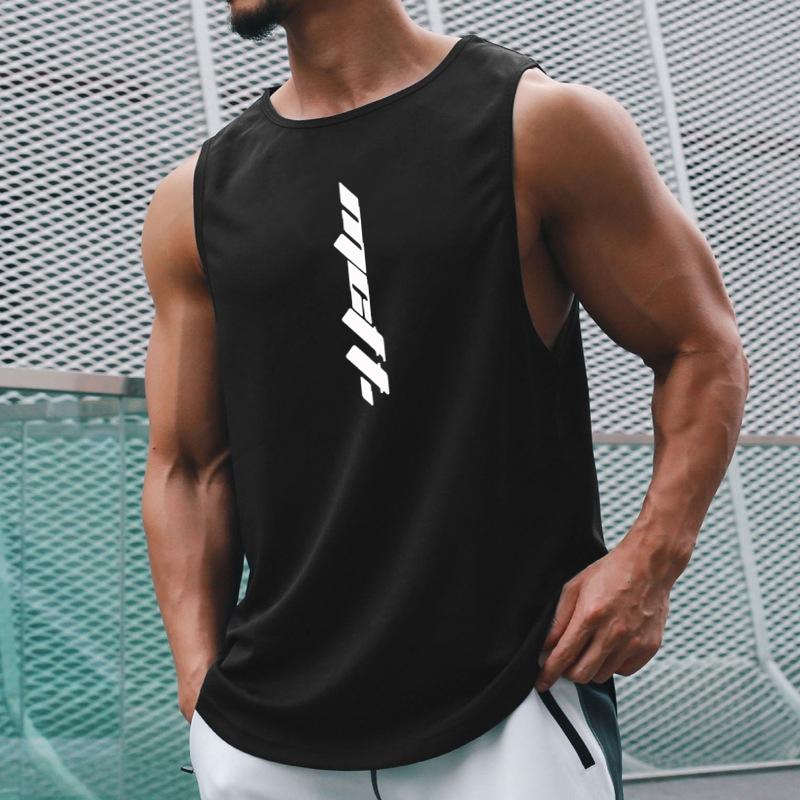 Summer Quick Drying Fitness Vest Mens Mesh Clothing Sleeveless Waistcoat Loose Basketball Running Sports Trend Short Sleeve Tees