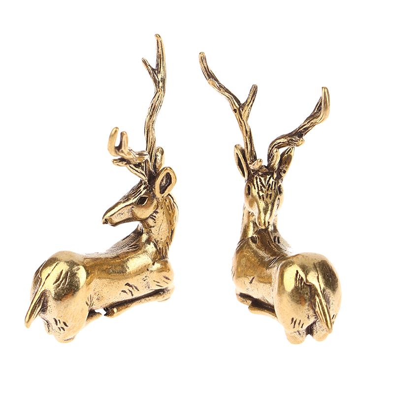1 шт. ретро латунная рождественская миниатюрная фигурка лося, аксессуары для украшения фестиваля, мини-статуя оленя, настольное украшение, декор