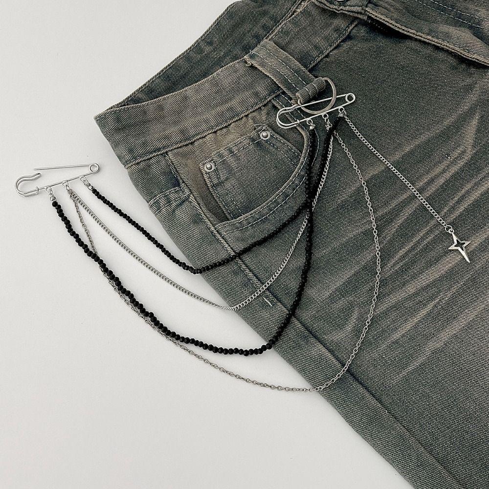 Минималистичный стиль кисточка цепочка брошь хип-хоп застежка для брюк цепочка для брюк булавка браслет на ногу аксессуар