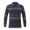 Men's Autumn Striped Long-Sleeve Collared Shirt - Loose Fit for Middle-Aged & Elderly
