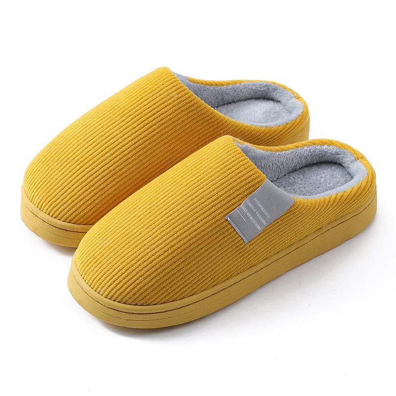 Double Embroidered Cotton Slippers Autumn and Winter Warm and Comfortable Lightweight Soft Cotton Slippers Corduroy Cotton Shoes
