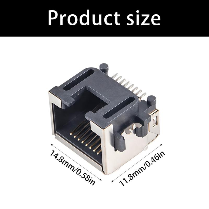 Pack Of 10Pcs RJ45 Ethernet Female Jacks Socket Metal Shielding SMTs Mount For Networking Devices PCB Replacement H=8.6