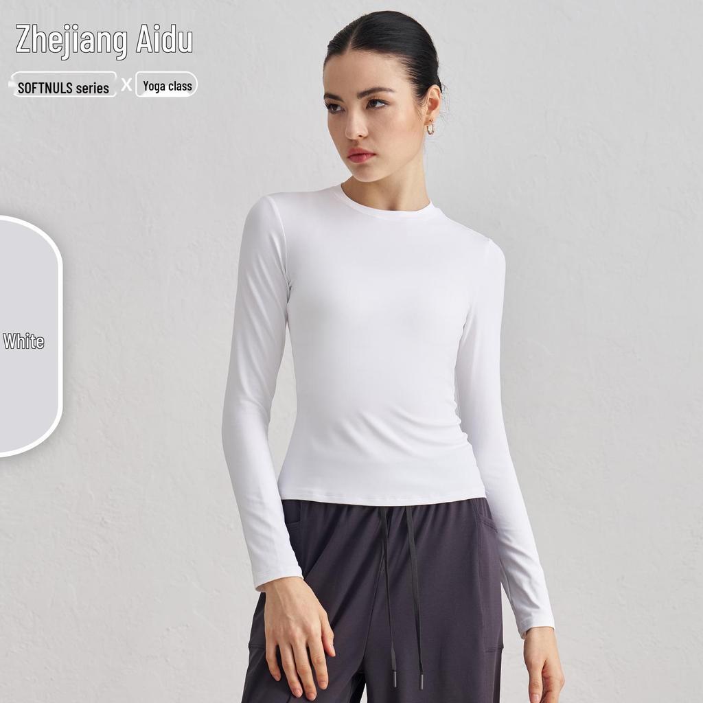 SNU Осенний свитшот с круглым вырезом, облегающий топ для йоги - Ощущение обнаженности, с длинным рукавом, фитнес базовый слой