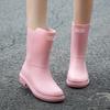 Fashion Women's Mid-Calf Rain Boots New Rubber Shoes Winter Rain Boots Cotton-Padded Warm-Keeping Waterproof Women's Non-Slip Shoes