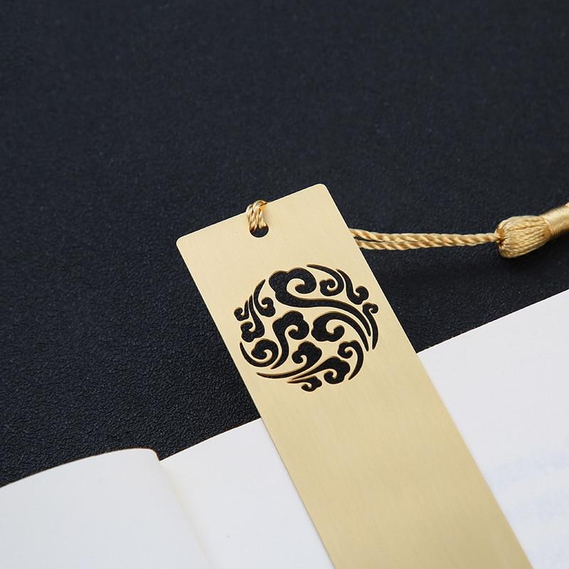 Chinese Retro Bookmark Hollow Brass Bookmark Pendant Set Vintage Style Pattern Bookmark Teacher/friend Gift Student Supplies
