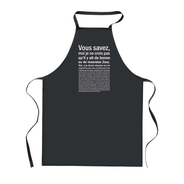 Tablier de cuisine - PLANETEE - Zouz Bonne ou de mauvaise - Noir - Impression bretonne - 90x60 cm