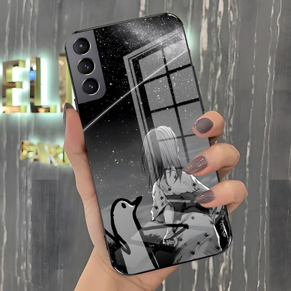 Чехол для телефона 'Спокойной ночи, П-Пунпун' для Samsung S26 S25 Plus S20 S20 Plus S22 Ultra S23 FE S21 Plus S21 Ultra Стеклянная крышка