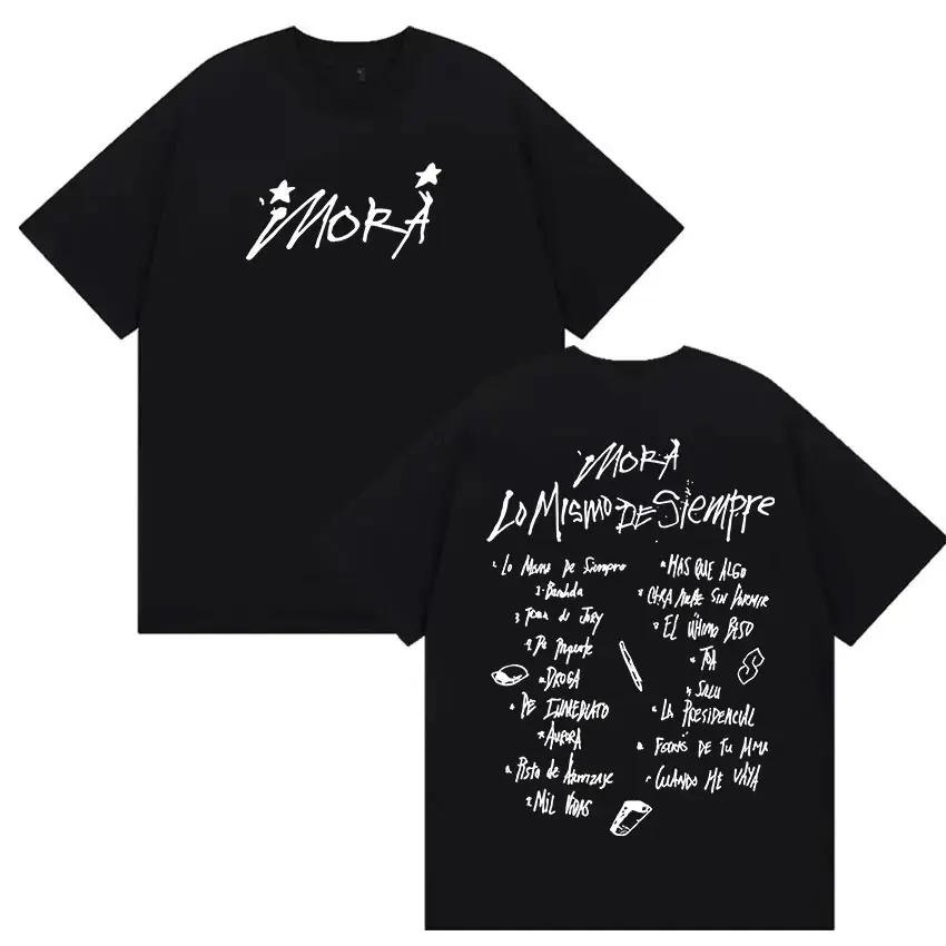 Rapper MORA Tour 2025 Merch T Shirt Men's Women Vintage High Quality Fashion T-shirts Hip Hop High Quality Short Sleeves Casual