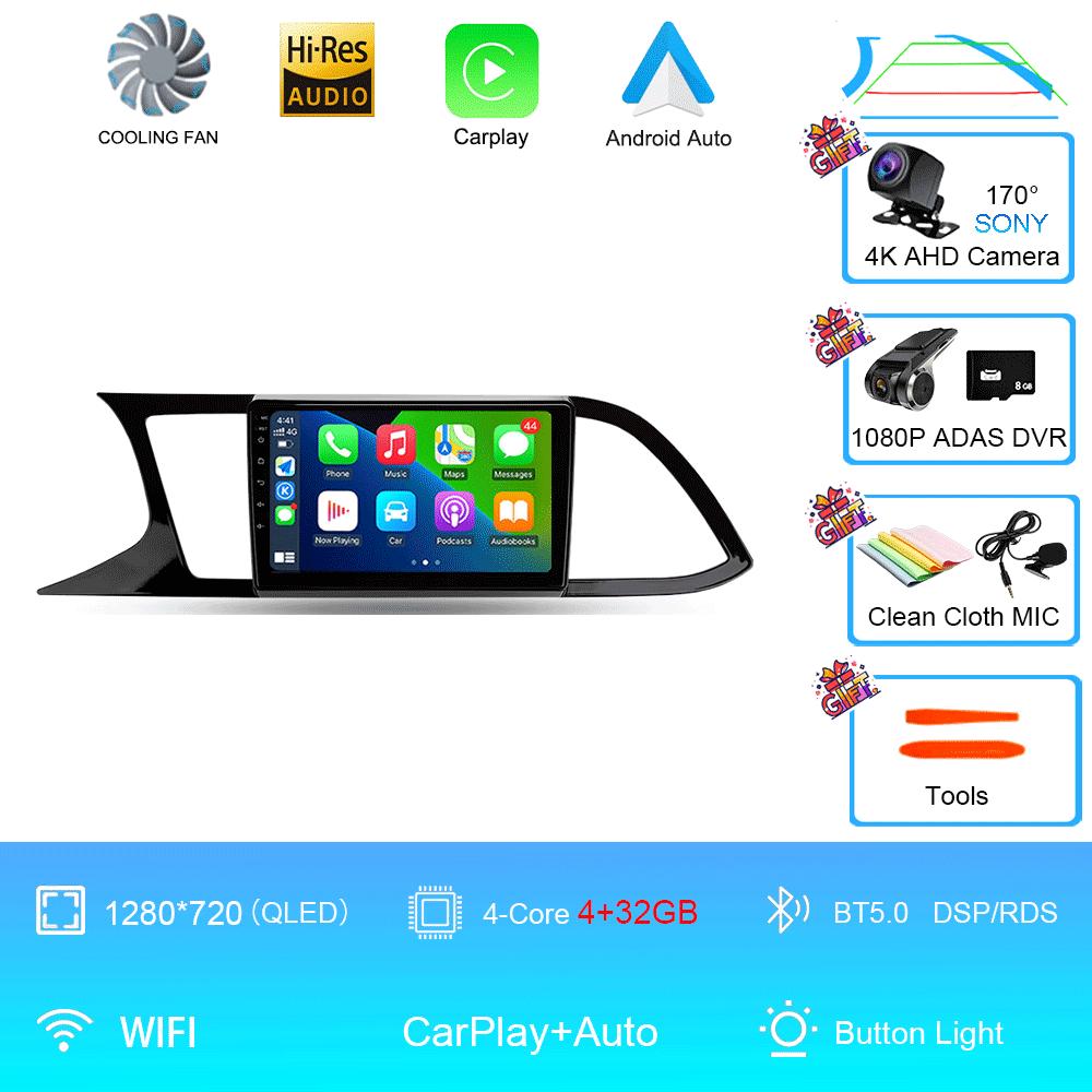 Автомобильное радио Android 14 Carplay Auto для Seat Leon 3 MK3 2012-2020 GPS-навигация 4G WIFI Мультимедийный видеоплеер Стерео 360 Камера