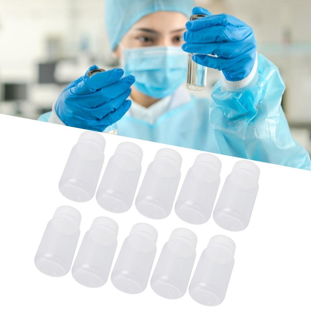 10Pcs PP Wide Mouth Round Bottle Round Shape Subpackaging Bottle Solid Sample Keeping