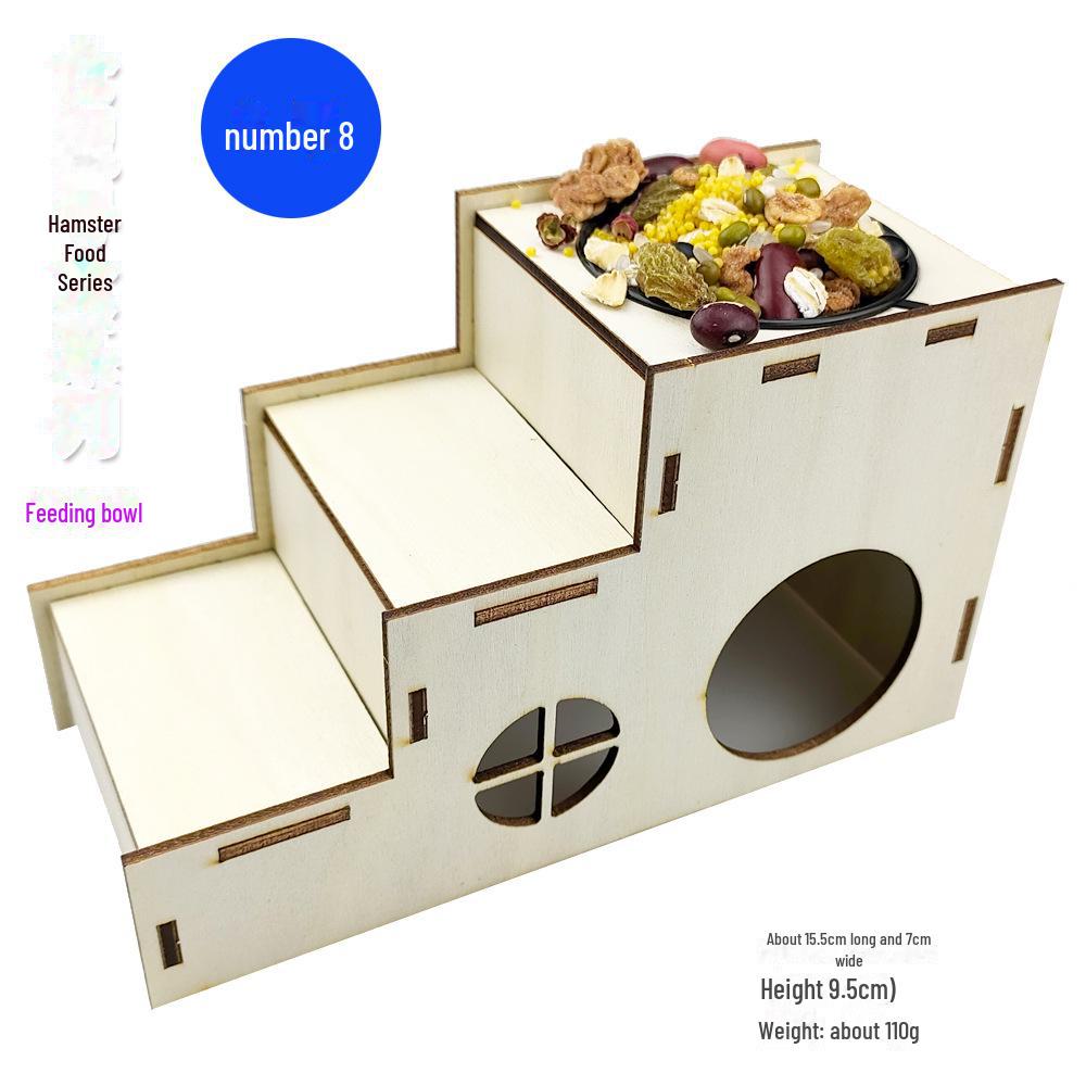 Деревянная миска для еды и развивающие игрушки для хомяков: Качели, дорожка для разбега, укрытие, тренировочная рама и лестница для подъема