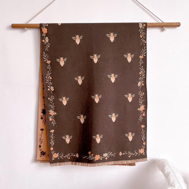 Women S Vintage Jacquard Faux Cashmere Knit Scarf For Winter Warmth