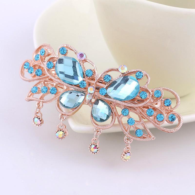 Korean Style Rhinestone Bow Tassel Hairpin for Women