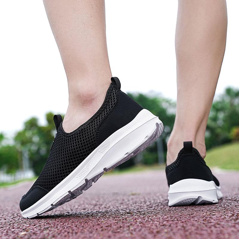 Brown Summer Mesh Men Walking Shoes Lightweight Sneakers Breathable Slip On Casual Sports Comfortable Flats Plus 48 Casual