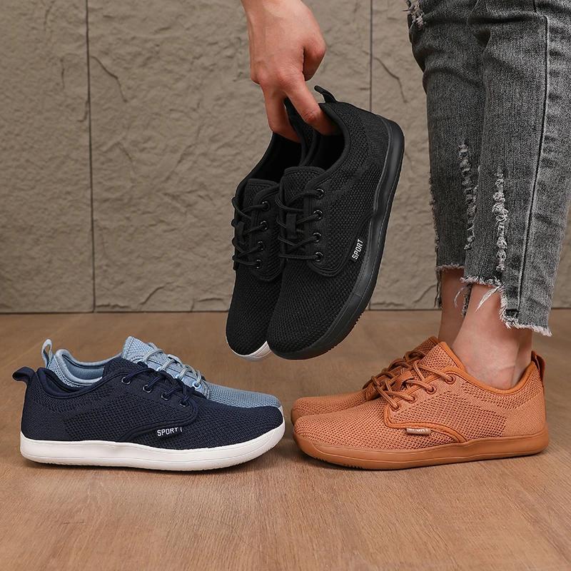 Simple Solid Color Wide Palm Sports Shoes For Men Comfortable Flat Shoes Lightweight And Breathable Soles Women'S Tennis Shoes