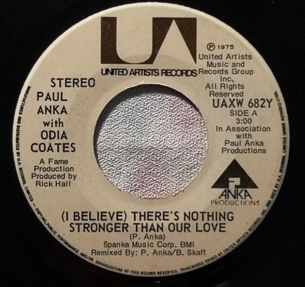 7-дюймовая пластинка ПОЛ АНКА - (Я считаю) Нет ничего сильнее UAXW682Y United Artists 1975 Канада Поп Б/у