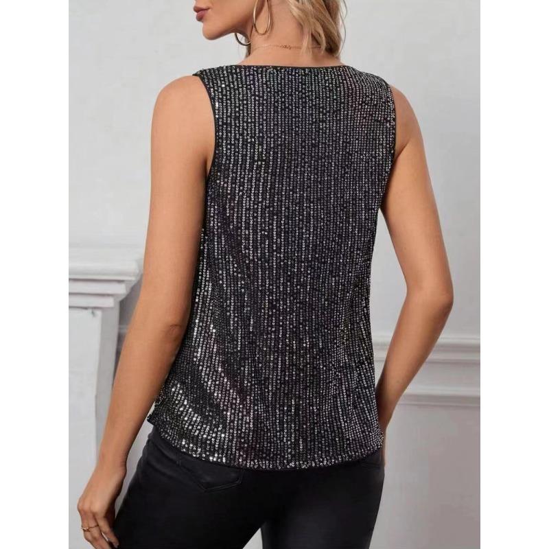 Женские новые сексуальные бюстье с V-образным вырезом, модные свободные короткие пуловеры с пайетками